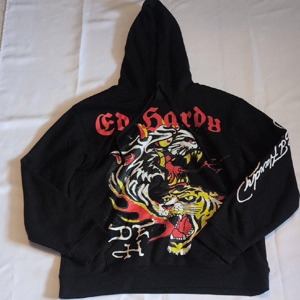 Ed Hardy Black and Red Graphic Sweater